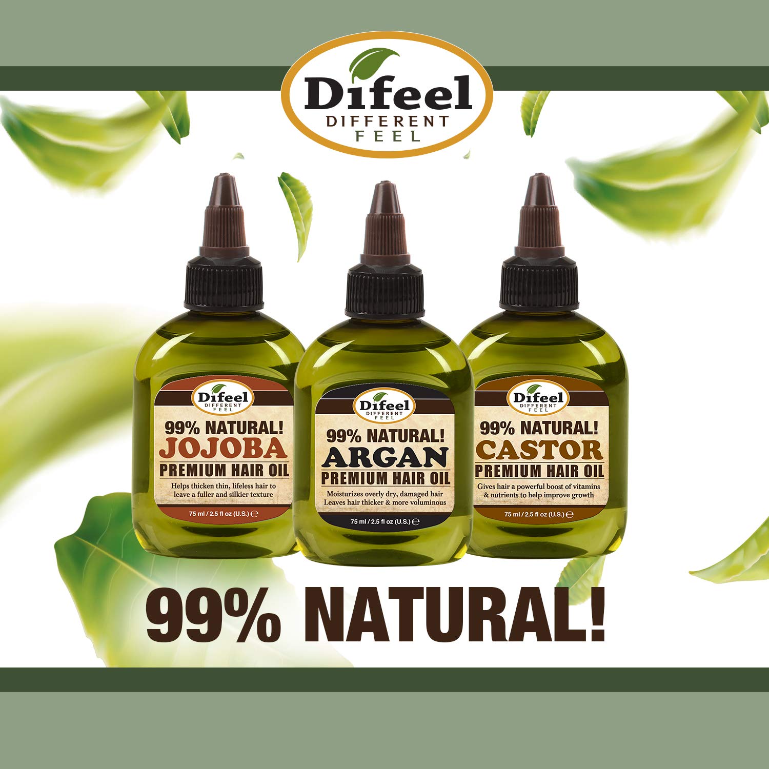 Difeel Hemp 99% Natural Hemp Hair Oil - Strengthen 2.5 ounce Find Your New Look Today!